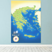 Toile Carte Illustrée De La Grèce. (Insitu (Plancher de Bois))