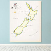 Toile Carte illustrée de la Nouvelle-Zélande (Insitu (Plancher de Bois))
