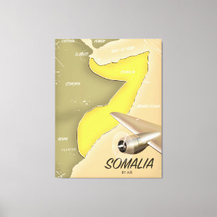 Toile carte illustrée de la Somalie