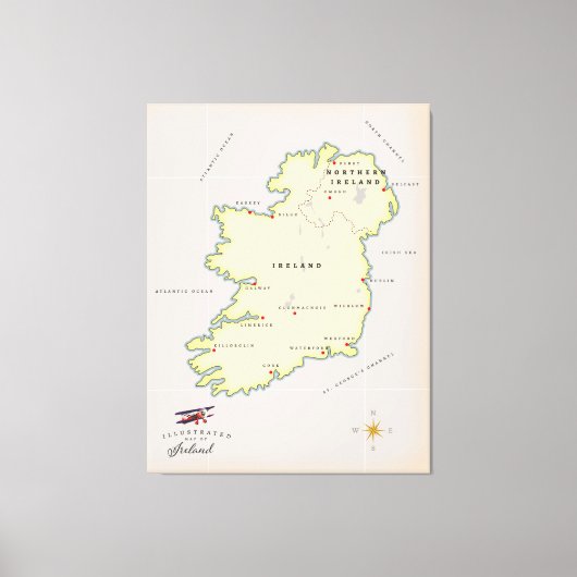 Toile Carte illustrée de l'Irlande (Recto)