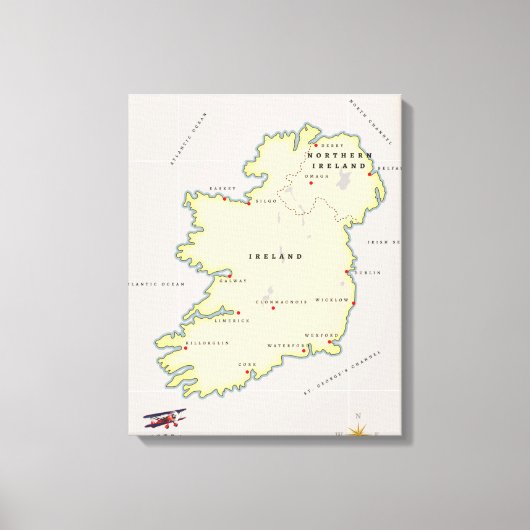 Toile Carte illustrée de l'Irlande (Recto)