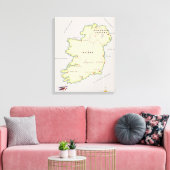 Toile Carte illustrée de l'Irlande (Insitu(Salon))