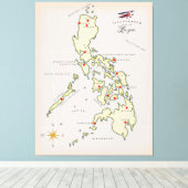Toile Carte illustrée de Luzon carte des Philippines (Insitu (Plancher de Bois))