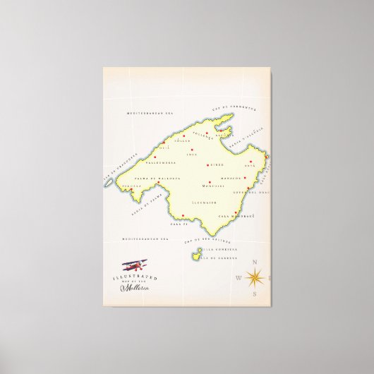 Toile Carte illustrée de Majorque (Recto)
