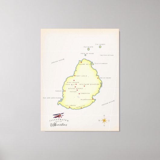 Toile Carte illustrée de Maurice (Recto)