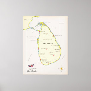 Toile Carte illustrée de Sri Lanka