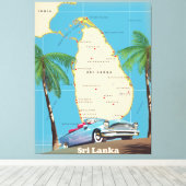 Toile Carte illustrée de Sri Lanka (Insitu (Plancher de Bois))