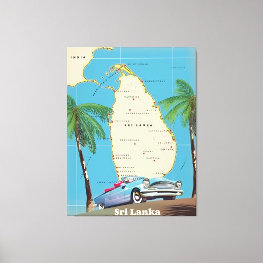 Toile Carte illustrée de Sri Lanka (Recto)
