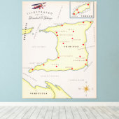 Toile Carte illustrée de Trinidad & Tobago (Insitu (Plancher de Bois))