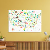 Toile Carte illustrée des États-Unis (Insitu(Salon))