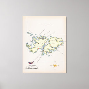 Toile Carte illustrée des îles Falkland.