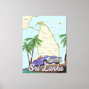 Toile Carte illustrée détaillée de Sri Lanka