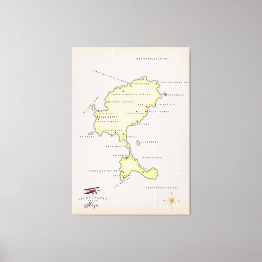 Toile Carte illustrée d'Ibiza (Recto)