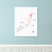 Toile Carte illustrée du Japon (Insitu (Plancher de Bois))