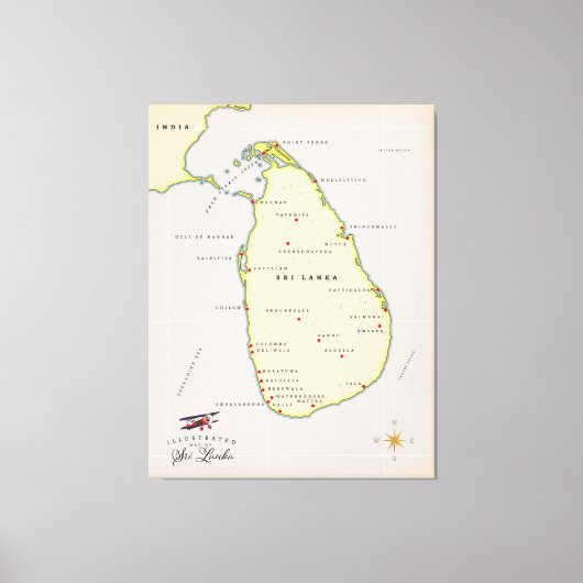 Toile Carte illustrée du Sri Lanka (Recto)
