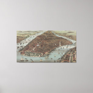Toile Carte imagée vintage de New York City (1883)