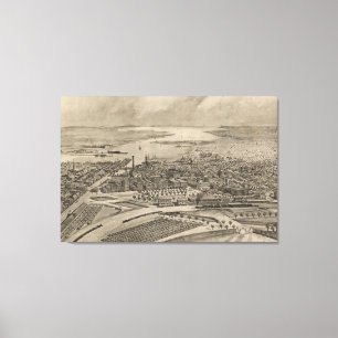 Toile Carte imagée vintage de Providence RI (1896)