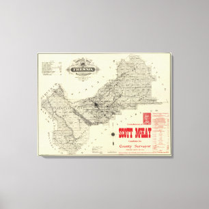Toile Carte le comté de Fresno, la Californie