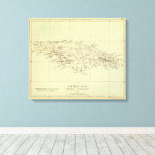 Toile Carte Lithographiée Jamaïque (Insitu (Plancher de Bois))