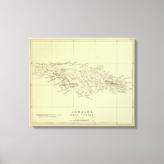 Toile Carte Lithographiée Jamaïque (Recto)
