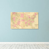 Toile Carte lithographique des États-Unis (Insitu (Plancher de Bois))