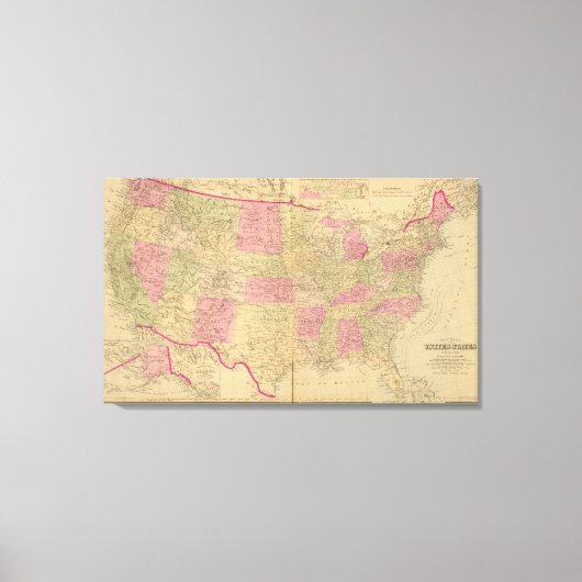 Toile Carte lithographique des États-Unis (Recto)