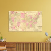 Toile Carte lithographique des États-Unis (Insitu(Salon))