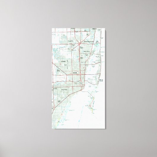 Toile Carte Miami Florida (1981) (Recto)