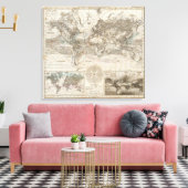 Toile Carte mondiale du flux d'air (Insitu(Salon))