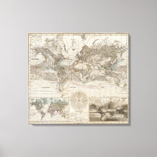 Toile Carte mondiale du flux d'air (Recto)