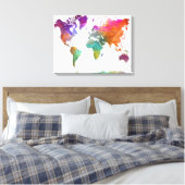 Toile Carte Mondiale En Aquarelle (Insitu(Chambre))
