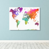 Toile Carte Mondiale En Aquarelle (Insitu (Plancher de Bois))