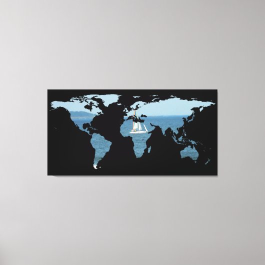 Toile Carte Mondiale Silhouette - Voile (Recto)