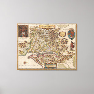 Toile Carte Nova Virginiae Tabula 1630 Henricus Hondius