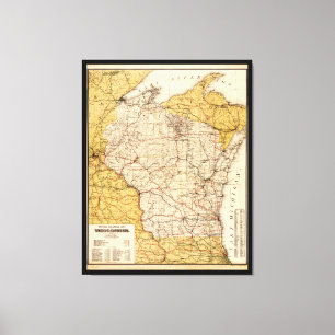 Toile Carte officielle de chemin de fer du Wisconsin