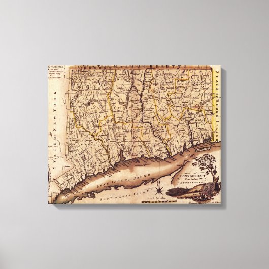 Toile Carte panoramique ConnecticutConnecticut (Recto)