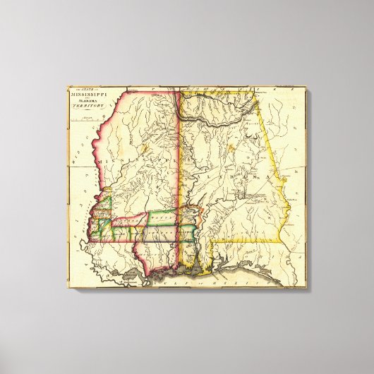 Toile Carte panoramique du Mississippi et de l'Alabama (Recto)