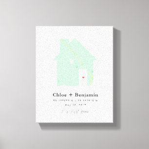 Toile Carte personnalisée Notre premier cadeau maison