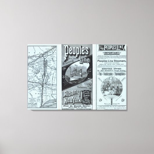 Toile Carte Peuples Ligne des Steamers (Recto)