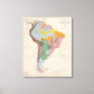 Toile Carte physique de l'Amérique du Sud