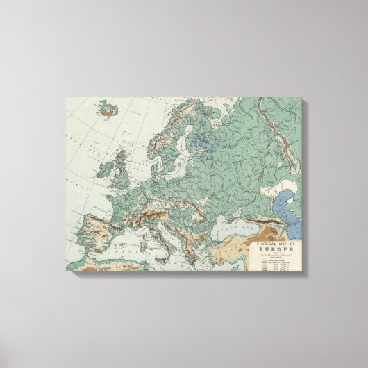 Toile Carte physique de l'Europe (Recto)