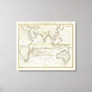 Toile Carte physique des mers indiennes
