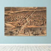Toile Carte picturale vintage de Chicago (1871)(2) (Insitu (Plancher de Bois))