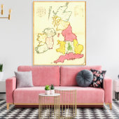 Toile Carte plate Îles britanniques (Insitu(Salon))