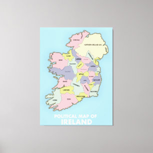 Toile Carte Politique De L'Irlande.