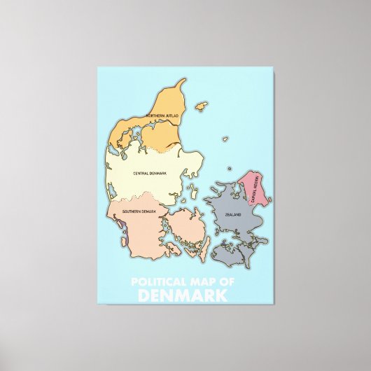 Toile Carte politique du Danemark (Recto)
