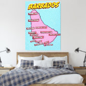 Toile Carte Pop Art Illustrated Barbados (Insitu(Chambre))