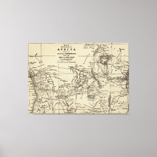 Toile Carte Portion de l'Afrique | Cameron's Route 2 (Recto)