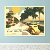 Toile Carte postale 1920 Retro Miami Beach Ocean Drive (Insitu (Plancher de Bois))