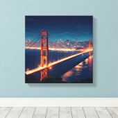 Toile Carte postale San Francisco Golden Gate Bridge (Insitu (Plancher de Bois))